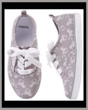 NWT 1 Gymboree ANIMAL PARTY Gray Zebra CANVAS sneakers SCHOOL SHOES lace-up
