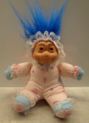 Baby Troll  *Zaubertroll* Weichkörper blaue Haare ca. 15cm Groß