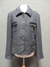 Marella Textured Embellished Jacket Navy Uk 14 Ln130 Gg 13
