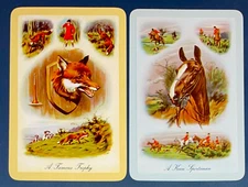 EN13 Swap Playing Cards 2 VINTAGE ENGLISH NAMED HORSES FOXES DOGS HUNTING