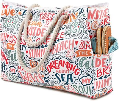 #ad Beach Bags For Women Extra Large Beach Tote Bag Sandproof Pool Bag Zipper Closur