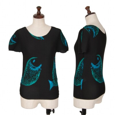 ISSEY MIYAKE me Fish Printed Stretch Pleats T Shirt Size F(K