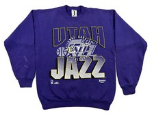 Vintage Utah Jazz Crewneck Sweatshirt Purple Men Size M Jostens Basketball USA