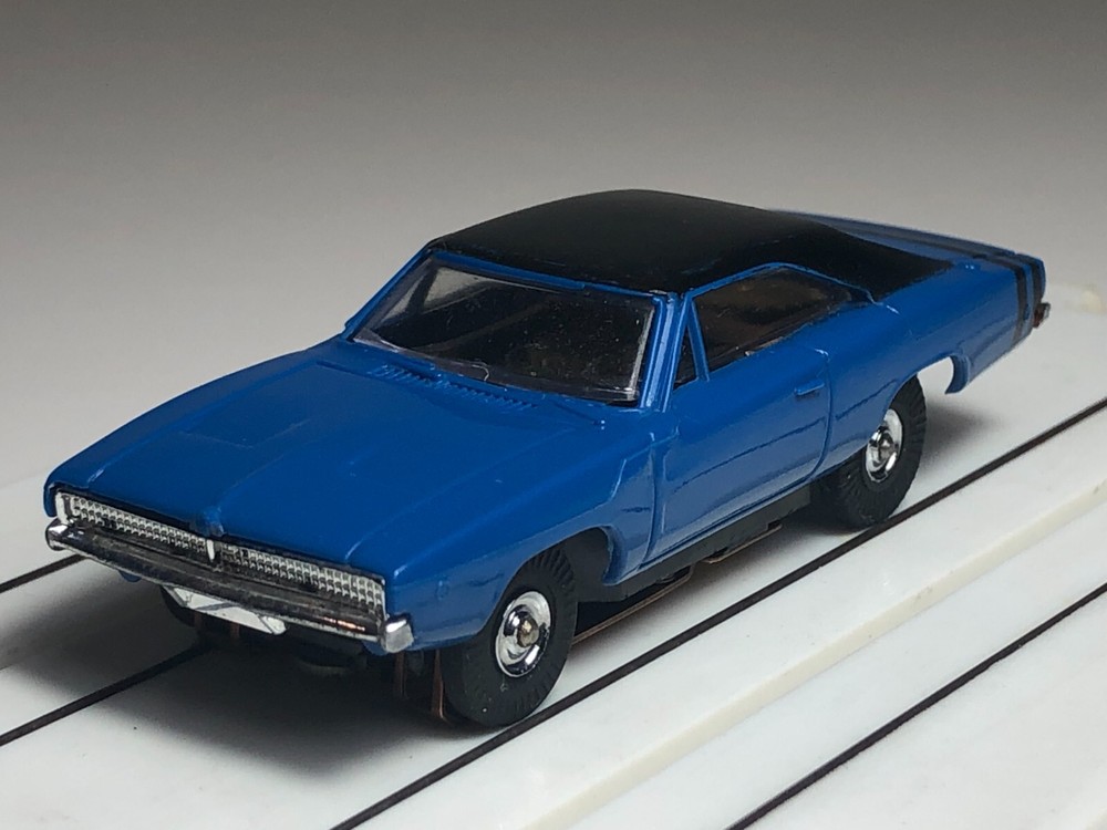 Rare HTF Blue Dodge Charger Aurora T-Jet #1407 Refurbished Chassis
