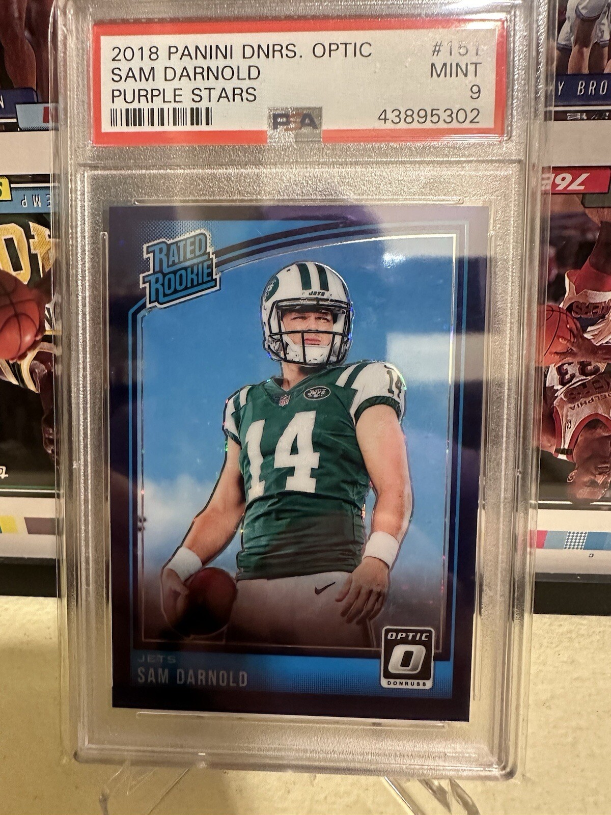 2018 Donruss Optic - Rated Rookie #151 Sam Darnold (RC)  Purple Stars /25 PSA 9