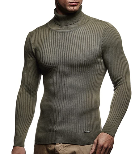 Turtleneck Sweater Slim Fit Khaki Color 