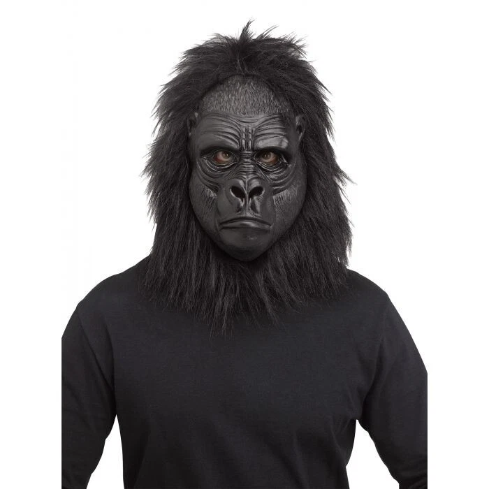 Funny Latex Gorilla Adult Mask with Plush Faux Fur - Image 2 of 2