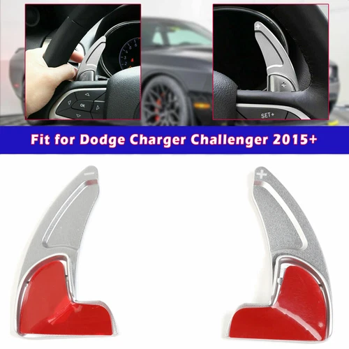 Extensión de palanca de cambios de volante plateado 2 piezas para Dodge Challenger 15+ - Imagen 1 de 4