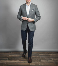 2023 JOS A BANK 1905 Gray Weave Winter Sport Coat Suit Blazer 44L Wool Slim