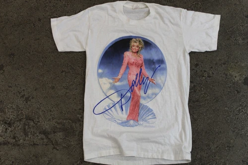 White HANDTEX Made in the USA Dolly Parton Grap 1980s vintage concert t-shirt, vintage, size L, single stitch, B+ condition