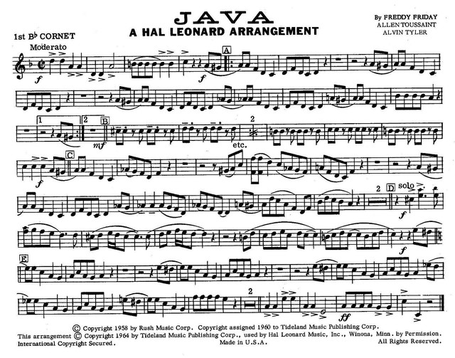 Java Concert Band Sheet Music eBay