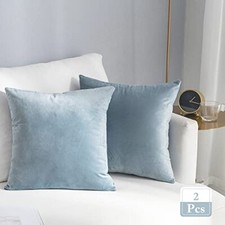Pack of 2 Cozy Velvet Pillow Covers Square 22" x 22" Pack of 2 Silver Blue