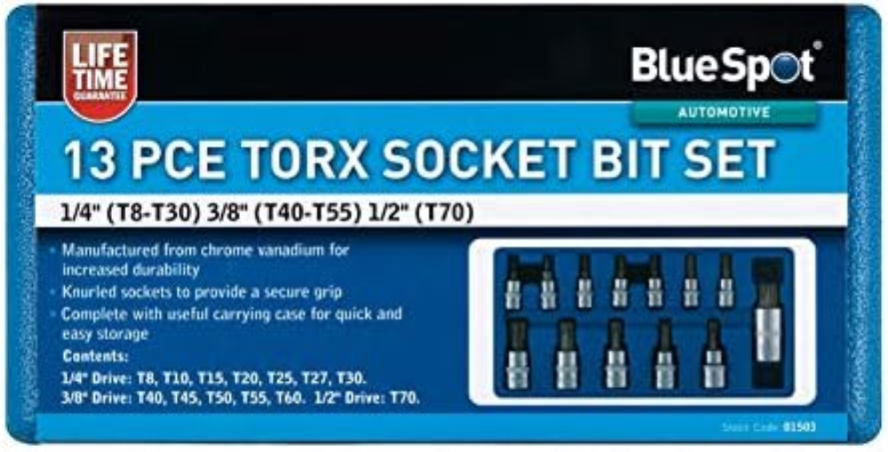 BlueSpot Tools 01503 - Set di punte Torx (T8-T70)