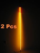 2Pcs 5 Feet Quick Release ATV UTV LED Light Whip with Flag - Amber/Orange color 