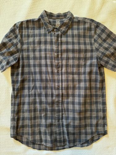 Outerknown Men's Size L Nomadic Short Sleeve Shirt Shadow Box Plaid Cotton/Linen - Picture 1 of 3