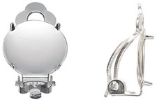 Earring, Clip On, 20 Silver Plated Brass Steel 14mm Earring with 13mm Flat Pad