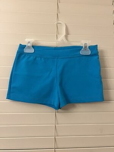 Capezio Turquoise Blue Youth Large Low-Rise Boy-Cut Dance Acro Booty Shorts