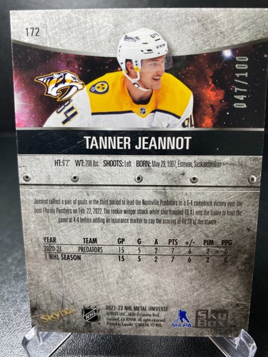 2021-22 Skybox Metal Universe Tanner Jeannot #172 PMG Precious Metal Gems /100 - Picture 2 of 2