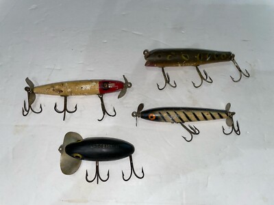 Set Of Four Wooden Antique Fishing Lures | eBay