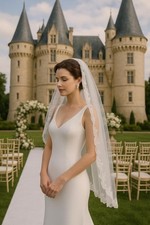 Wedding fingertip veil lace edge bridal veil 1 Layer