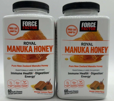 2PK Force Factor Royal Manuka Honey ~ 60 Soft Chews EACH ~ EXP 3/27 & 7/27 ~ NEW