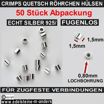 Echt Silber Quetschperlen Quetschröhrchen Crimpröhrchen Schmuckdraht Crimps DIY