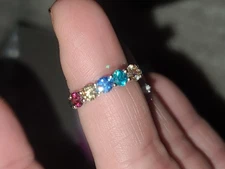 j francis 925 multi color swarovski gemstone ring size 7 new