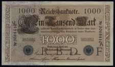 Germany  1000 Mark 1910 8 consecutive serial numbers green seal