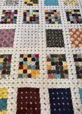 Vintage HUGE Yo Yo Circle Quilt Multicolor Handmade Hand Sewn 164 x 73