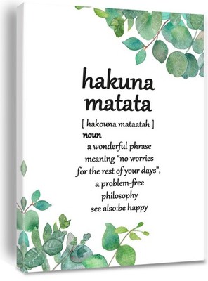 Inspirational Canvas Wall Art Hakuna Matata Word Definition Eucalyptus Print ...