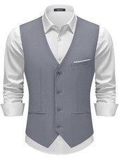 Men's Suit Vests Casual Formal Dress Vest Business Slim Fit X-Large Grey