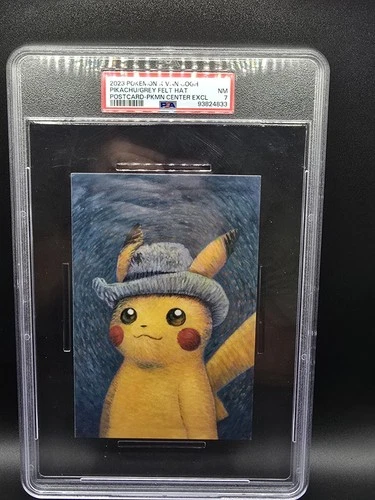 pikachu x van gogh portrait canvas Gray Felt Hat Psa 7 LOW POP