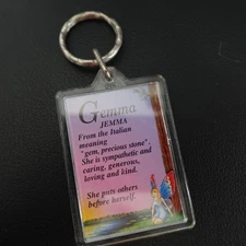 Gemma Personalized Keychain Plastic Novelty Name Definition Meaning Gift