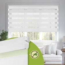 White METechs No-Drill Zebra Blinds – Dual Layer Light Filtering Cordless Shades