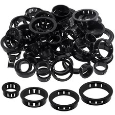 73Pcs 4 Sizes Cable Snap Bushing Grommets Kit, Black Nylon Snap in Cable Hose Bu