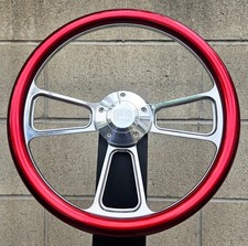 14 Wheel W Metallic Red Wrap Fs Horn Hub 65-66 Chevy Olds Pontiac W Tilt
