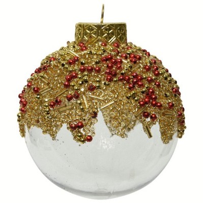 Kaemingk Bruchfeste Weihnachtskugel Transparent & Goldfarben Ø 8 cm - Kunststoff