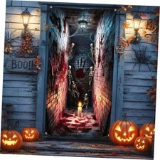 Halloween Door Banner, Scary Skeleton Corridor Door Cover Corridor - 90 185cm