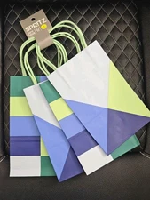 4 Pack Of Gift Bags - Spritz Geometric Small Gift Bags 8.5"H x 5.25"W x 3.25"D