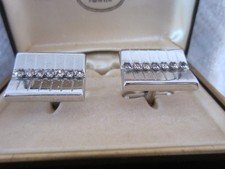 Vintage Swank Cufflinks-Silver-tone with Rhinestones