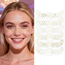 Temporary Facial Tattoo Stickers 6 Glitter Designs Festivals Parties Holidays