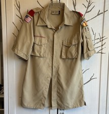 Boy Scout BSA Adult Shirt Tan Small 100 Supplex Nylon Microfiber Uniform