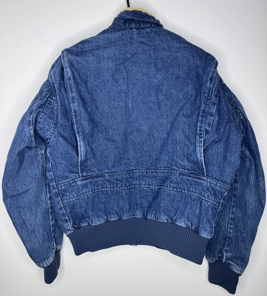 Polo Ralph Lauren Pequeño Cuello de Oveja Chaqueta de Bombardero Denim Azul RRL Abrigo De Colección Foto 3 de 4