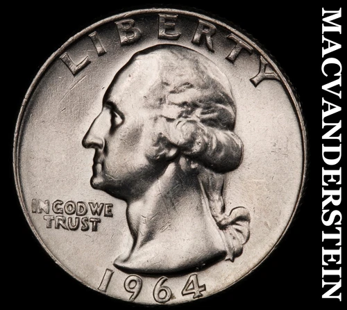 1964-D Washington Quarter- Silver- Choice Gem Brilliant Unc Luster #J1051