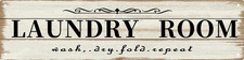 Rustic Metal Laundry Room Sign - Wash, Dry, Fold, Repeat Decor 4x16 In
