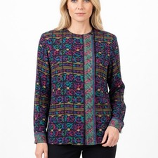 DONCASTER Made in USA Multicolor Geometric Lightweight Blouse Women Size 10