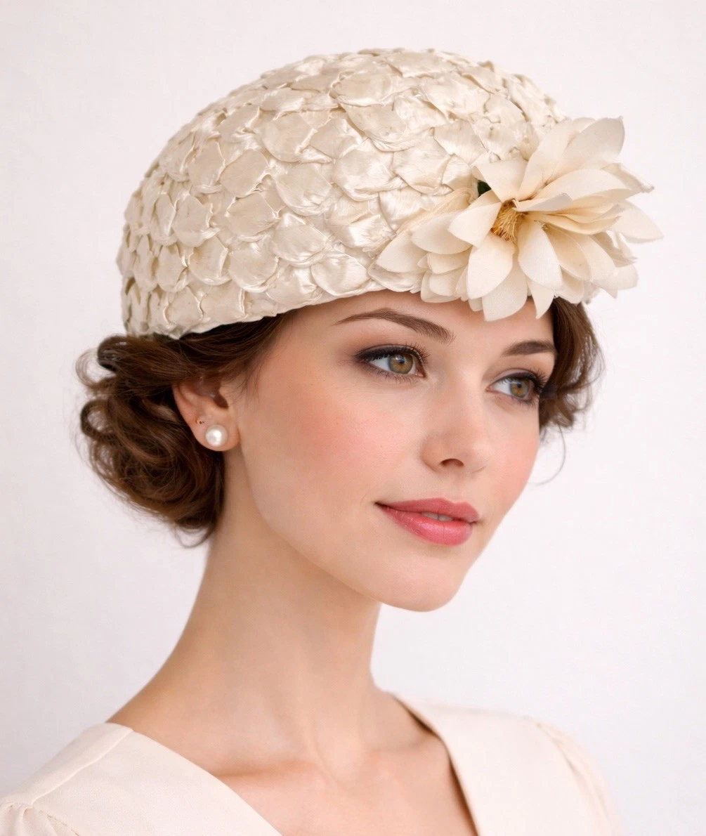 Vintage 1950s Modern Miss White Veiled Raffia Cocktail Hat Fascinator Fascinator Raffia - Etsy main image 2