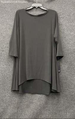 Alfani Elements Women's Deep Black High-Low 3/4 Sleeve Tunic Top NWT Size 2X