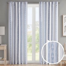 Window Curtain for Living Room Geometric Print Tufted Accent Modern Curtain W...