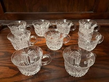 9 punch cups Hoare HINDOO American Brilliant cut glass Libbey Clark Hawkes era